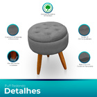 Kit 2 Puff Redondo Com Captonê Para Sala E Quarto Veludo Cinz