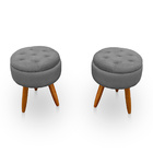 Kit 2 Puff Redondo Com Captonê Para Sala E Quarto Veludo - Jy