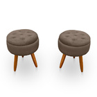 Kit 2 Puff Redondo Com Captonê Para Sala E Quarto Veludo - Jy