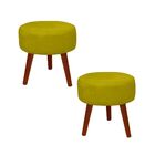 Kit 2 Puff Redondo Decorativo Danny Pés Palito Amarelo