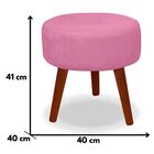 Kit 2 Puff Redondo Decorativo Danny Pés Palito Rosa