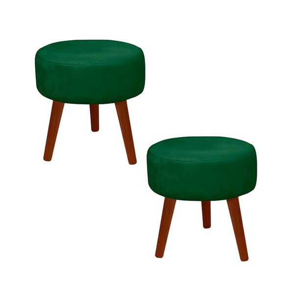 Kit 2 Puff Redondo Decorativo Danny Pés Palito Verde