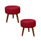 Kit 2 Puff Redondo Decorativo Danny Pés Palito Vermelho