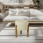 Kit 2 Puff Redondo Decorativo New Riviera Pés Maciça - Bege