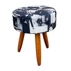 Kit 2 Puff Redondo Estampado Para Sala E Quarto Suede - Jylcr