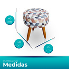 Kit 2 Puff Redondo Estampado Para Sala E Quarto Suede - Jylcr