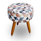 Kit 2 Puff Redondo Estampado Para Sala E Quarto Suede - Jylcr