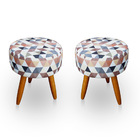 Kit 2 Puff Redondo Estampado Para Sala E Quarto Suede - Jylcr