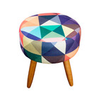 Kit 2 Puff Redondo Estampado Para Sala E Quarto Suede Triângu