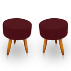 Kit 2 Puff Redondo Para Sala E Quarto Suede - Jylcrom - Bordo