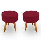 Kit 2 Puff Redondo Para Sala E Quarto Suede - Jylcrom - Verme