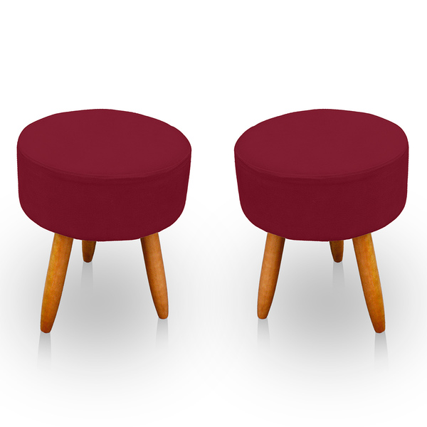 Kit 2 Puff Redondo Para Sala E Quarto Suede - Jylcrom - Verme