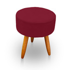 Kit 2 Puff Redondo Para Sala E Quarto Suede Vermelho- Jylcrom