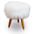 Kit 2 Puff Redondo Pelúcia Branco Para Sala E Quarto - Jylcrom