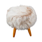 Kit 2 Puff Redondo Pelúcia Marrom Para Sala E Quarto - Jylcrom