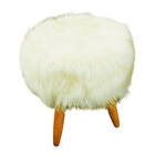 Kit 2 Puff Redondo Pelúcia Para Sala E Quarto - Jylcrom - Bege