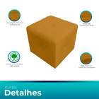 Kit 2 Puff Retangular Elo Para Sala E Quarto Suede Mostarda-