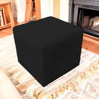 Kit 2 Puff Retangular Elo Para Sala E Quarto Suede Preto- Jyl