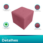 Kit 2 Puff Retangular Elo Para Sala E Quarto Suede Rose- Jylc