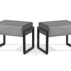 Kit 2 Puff Retangular Estrutura Ferro Cinza/preto