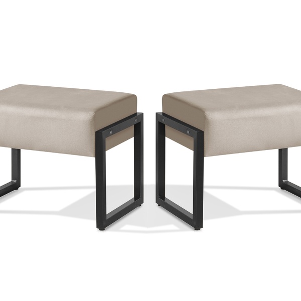 Kit 2 Puff Retangular Estrutura Ferro Super Lançamento 2024 A