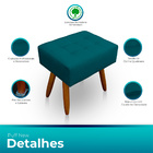 Kit 2 Puff Retangular New Para Sala E Quarto Suede Azul Tuque