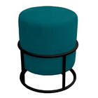 Kit 2 Puff Royale Para Sala E Quarto Suede Azul Turquesa- Jyl