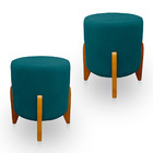 Kit 2 Puff Thor Luxo Para Sala E Quarto Suede - Jylcrom - Azu