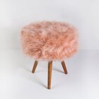 Kit 2 Puff Yasmin Decorativo Redondo Pelúcia Pés Palito Rosê