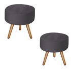 Kit 2 Puffs Bali Decorativo Suede Cinza D'rost