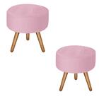 Kit 2 Puffs Bali Decorativo Suede Rosa Bebê D'rost
