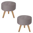 Kit 2 Puffs Bali Decorativo Veludo Cinza Kasa Sofá