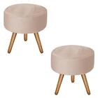 Kit 2 Puffs Bali Decorativo Veludo Creme Kasa Sofá