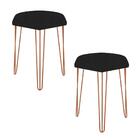 Kit 2 Puffs Banqueta Alta Bita Industrial Pé De Ferro Bronze