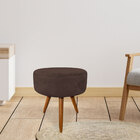 Kit 2 Puffs Banqueta Redonda Nina Suede Pés Palito Castanho -