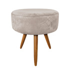 Kit 2 Puffs Banqueta Redonda Nina Suede Pés Palito Castanho -