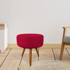 Kit 2 Puffs Banqueta Redonda Nina Suede Pés Palito Castanho -