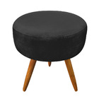 Kit 2 Puffs Banqueta Redonda Nina Veludo Pés Palito Castanho