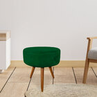 Kit 2 Puffs Banqueta Redonda Nina Veludo Verde Pés Palito Cas