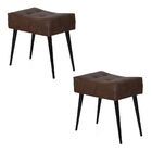 Kit 2 Puffs Banquetas Nobre Caramelo Com Pé Palito Chanfrado