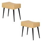 Kit 2 Puffs Banquetas Nobre Mostarda Com Pé Palito Chanfrado