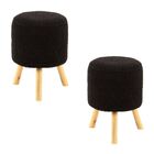 Kit 2 Puffs Banquetas Round Crochê Preto L31 - Stay Puff