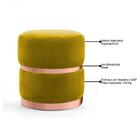 Kit 2 Puffs Cinto E Aro Rosê Round B-279 Veludo Amarelo Domi