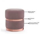 Kit 2 Puffs Cinto E Aro Rosê Round B-305 Veludo Rosê Domi