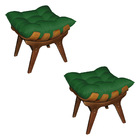 Kit 2 Puffs Costela Suede Base Madeira Castanho - Pallazio -