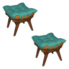 Kit 2 Puffs Costela Suede Base Madeira Castanho - Pallazio -