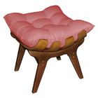 Kit 2 Puffs Costela Suede Base Madeira Castanho - Pallazio -