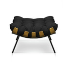 Kit 2 Puffs Costela Suede Preto Base Metálica - Pallazio