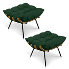 Kit 2 Puffs Costela Veludo Verde Base Metálica - Pallazio