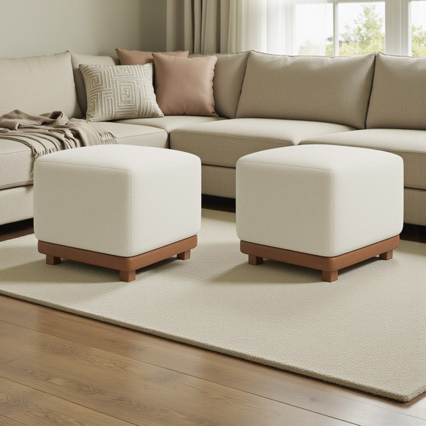 Kit 2 Puffs Dalilla Bouclé Premium Exclusivos Assento Extra P